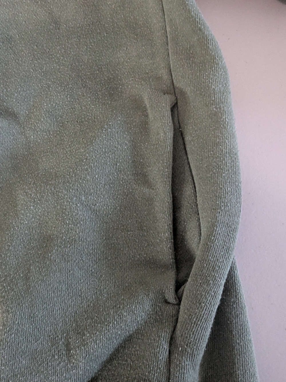 Aerie Olive Green Sweatshirt Womens XL Oversized Raglan Crewneck Cotton Pullover - Picture 5 of 8